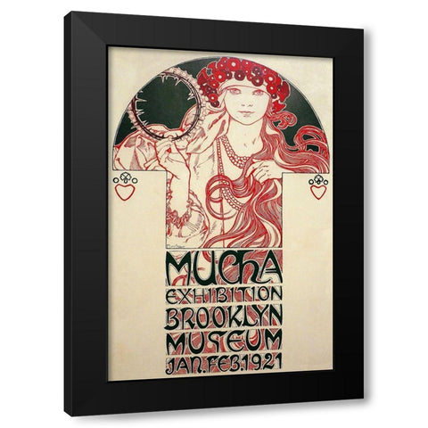 Mucha Exhibition, Brooklyn Museum, 1920 Black Modern Wood Framed Art Print by Mucha, Alphonse