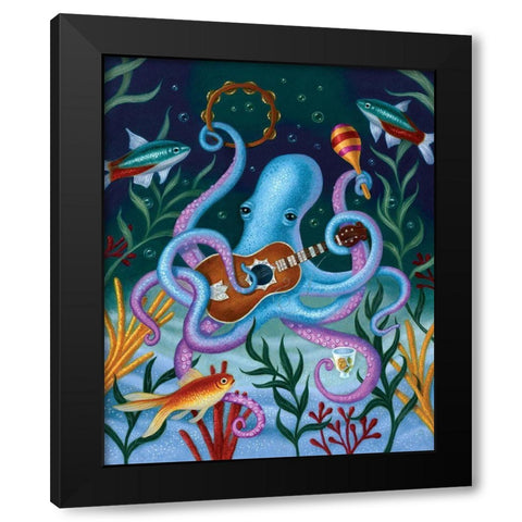 The Virtuoso In Blue Black Modern Wood Framed Art Print with Double Matting by Matarazzo, Gina