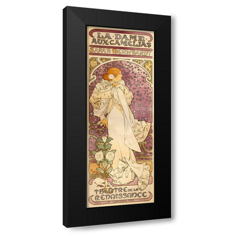 The Lady of the Camellias - Sarah Bernhardt, 1896 Black Modern Wood Framed Art Print with Double Matting by Mucha, Alphonse