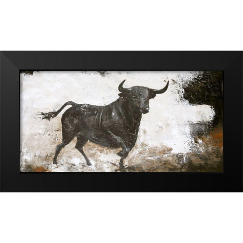Black Bull Black Modern Wood Framed Art Print by Design Fabrikken