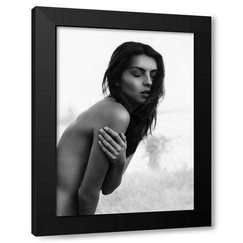 Fragile Black Modern Wood Framed Art Print by Design Fabrikken