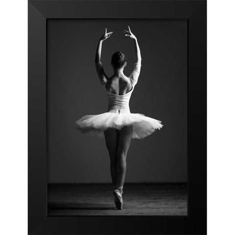 Pirouette Black Modern Wood Framed Art Print by Design Fabrikken