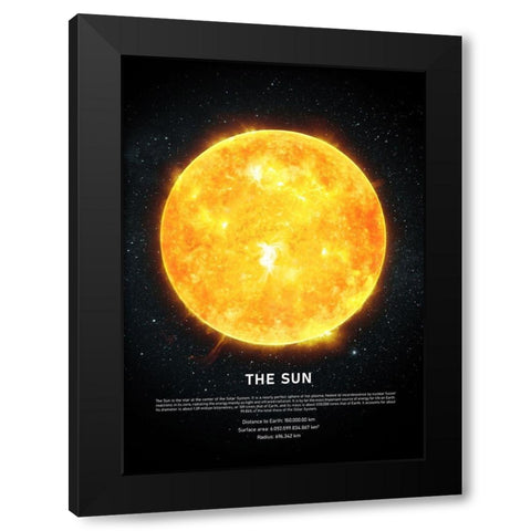 The Sun Black Modern Wood Framed Art Print by Design Fabrikken