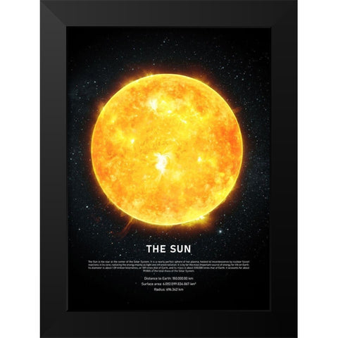 The Sun Black Modern Wood Framed Art Print by Design Fabrikken
