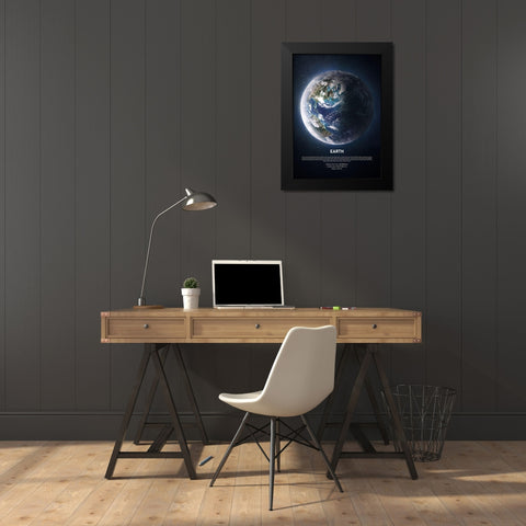 Earth Black Modern Wood Framed Art Print by Design Fabrikken