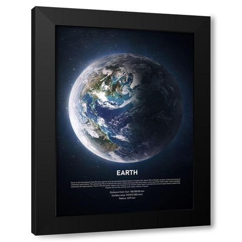 Earth Black Modern Wood Framed Art Print by Design Fabrikken
