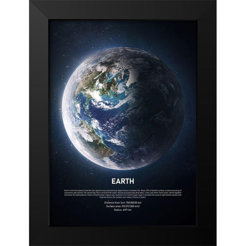 Earth Black Modern Wood Framed Art Print by Design Fabrikken