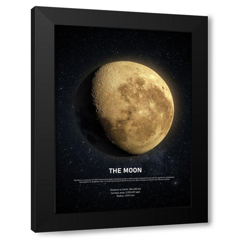 The Moon Black Modern Wood Framed Art Print with Double Matting by Design Fabrikken