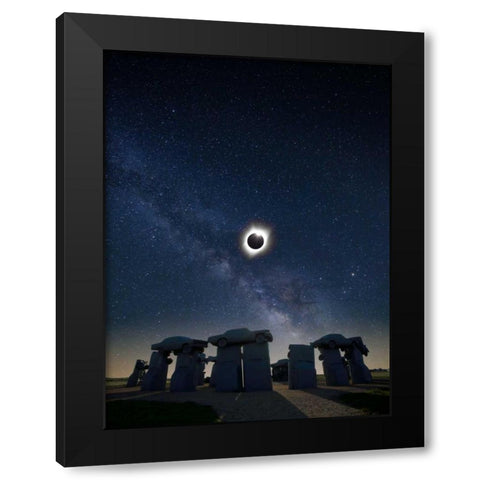 Eclipse at Carhenge Black Modern Wood Framed Art Print with Double Matting by ODell, Dale