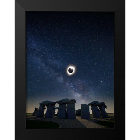 Eclipse at Carhenge Black Modern Wood Framed Art Print by ODell, Dale