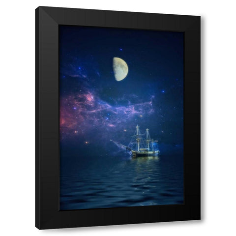 By Way of The Moon and Stars Black Modern Wood Framed Art Print by Rivera, John