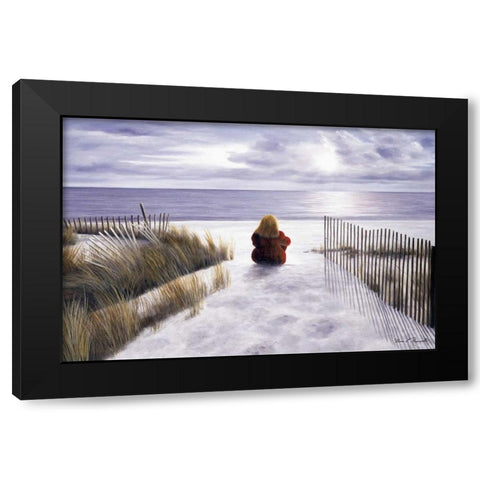 Girl on the Beach Black Modern Wood Framed Art Print by Romanello, Diane