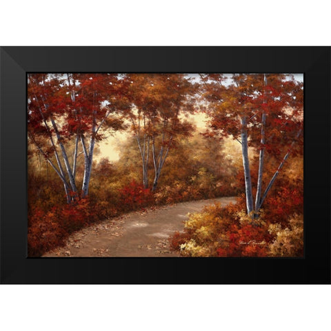 Golden Birches Black Modern Wood Framed Art Print by Romanello, Diane