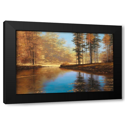 Autumn Creek Black Modern Wood Framed Art Print with Double Matting by Romanello, Diane