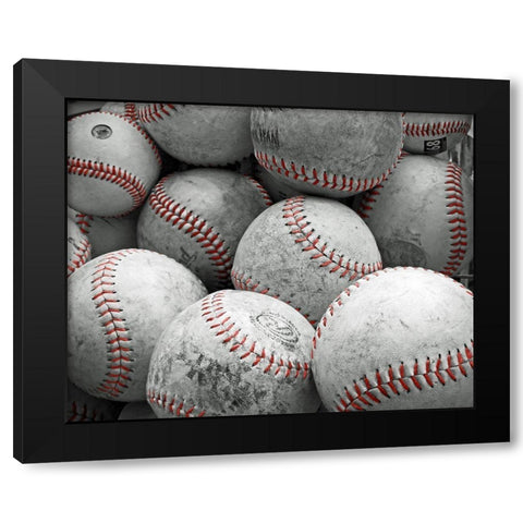 Vintage Baseballs Black Modern Wood Framed Art Print by Ryan, Brooke T.