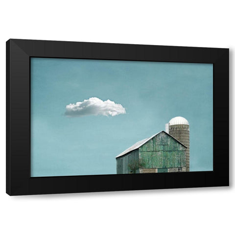 Green Barn and Cloud Black Modern Wood Framed Art Print with Double Matting by Ryan, Brooke T.