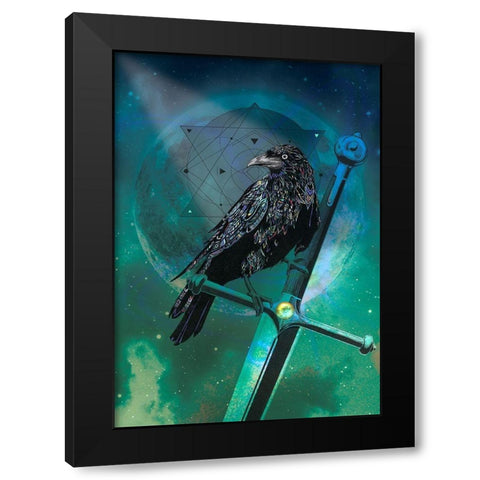 Cosmic Raven Black Modern Wood Framed Art Print with Double Matting by Roberts, Karin