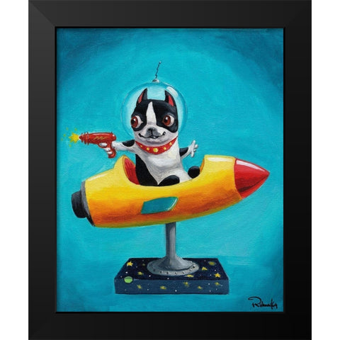 Rocket Blue Black Modern Wood Framed Art Print by Rubenacker, Brian