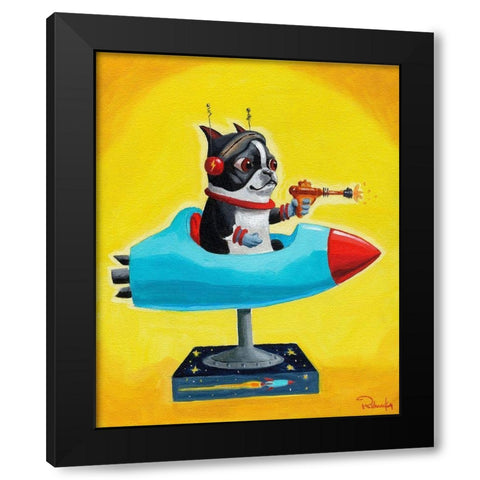 Rocket Yellow Black Modern Wood Framed Art Print by Rubenacker, Brian