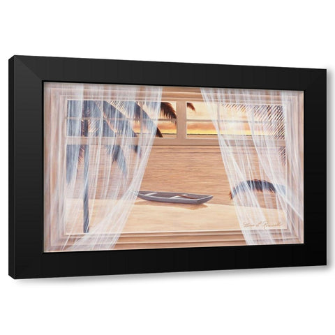 Amber Palms with Window Black Modern Wood Framed Art Print by Romanello, Diane