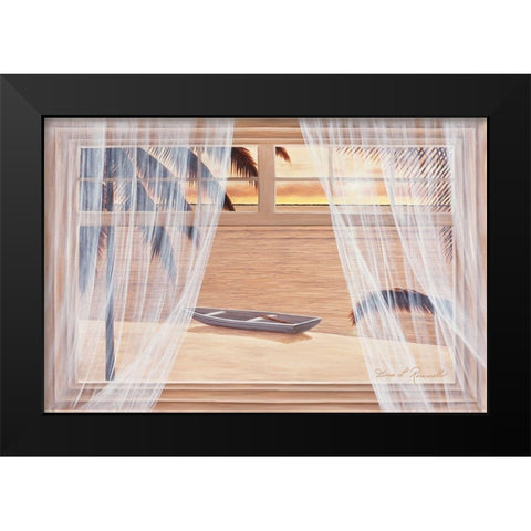 Amber Palms with Window Black Modern Wood Framed Art Print by Romanello, Diane