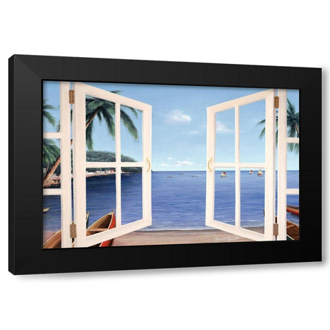 Day Dreams Window Black Modern Wood Framed Art Print by Romanello, Diane