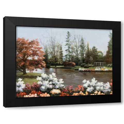 Lakeside View Black Modern Wood Framed Art Print with Double Matting by Romanello, Diane