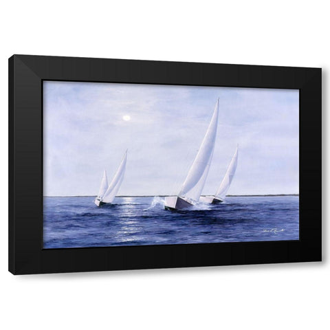Blue Sails Black Modern Wood Framed Art Print with Double Matting by Romanello, Diane
