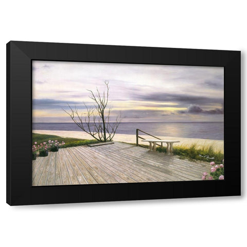 Sunset And Flowers Black Modern Wood Framed Art Print with Double Matting by Romanello, Diane