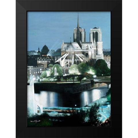 Notre Dame Black Modern Wood Framed Art Print by Romanello, Diane