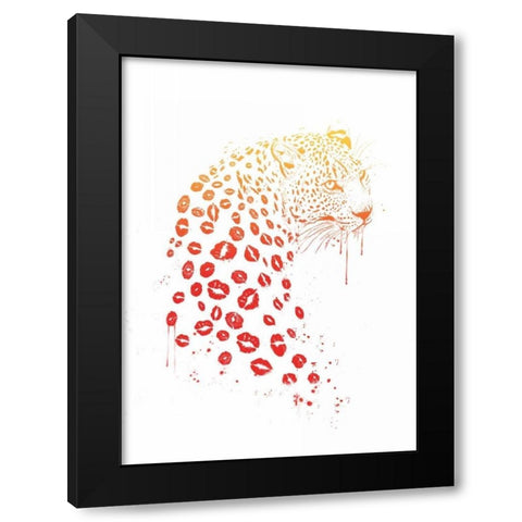 Kiss Me Black Modern Wood Framed Art Print by Solti, Balazs