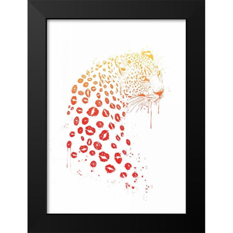 Kiss Me Black Modern Wood Framed Art Print by Solti, Balazs