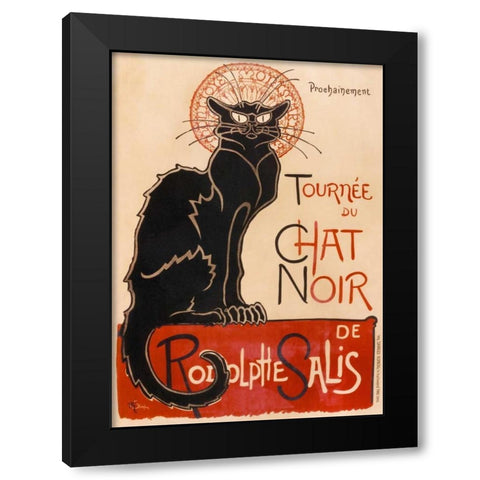 Chat Noir Black Modern Wood Framed Art Print by Steinlen, Theophile