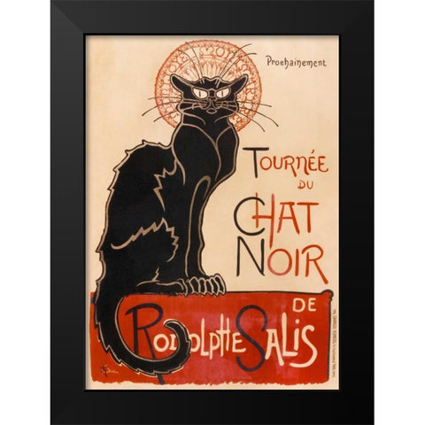Chat Noir Black Modern Wood Framed Art Print by Steinlen, Theophile