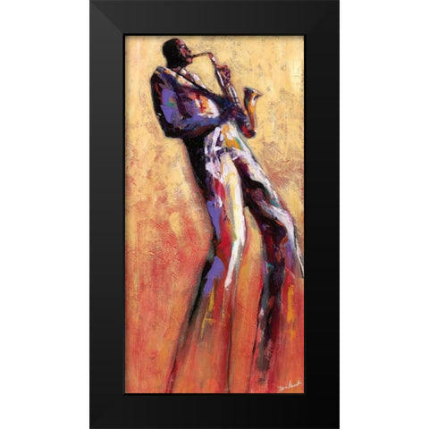 Sax Solo Black Modern Wood Framed Art Print by Stewart, Monica