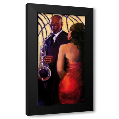 Sax Seduction Black Modern Wood Framed Art Print with Double Matting by Stewart, Monica