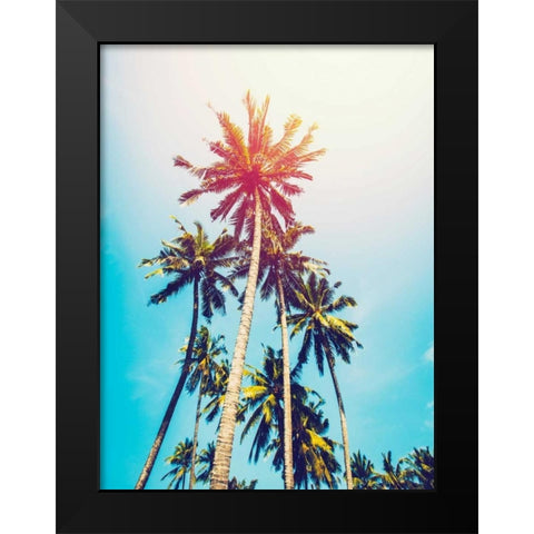 Palms in the Sun Black Modern Wood Framed Art Print by Tai Prints