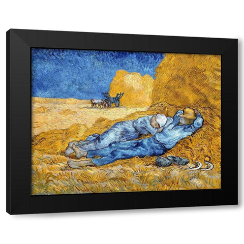 Noon - Rest from Work, 1891 Black Modern Wood Framed Art Print by Van Gogh, Vincent