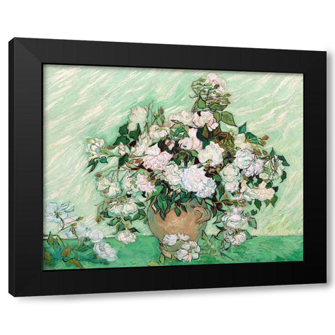 Roses, 1890 Black Modern Wood Framed Art Print with Double Matting by Van Gogh, Vincent