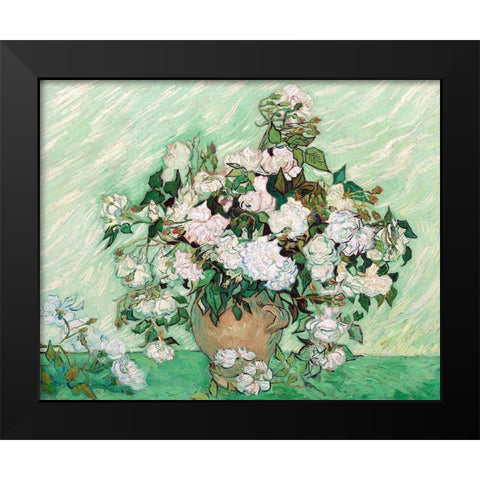 Roses, 1890 Black Modern Wood Framed Art Print by Van Gogh, Vincent