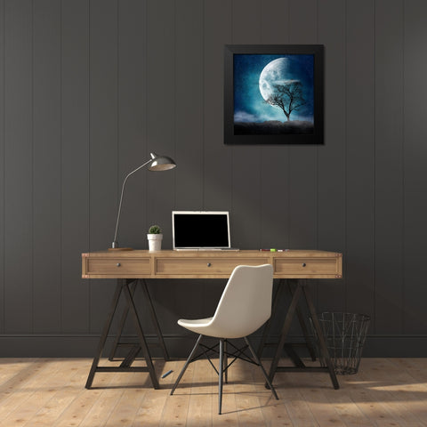 Moon Blues Black Modern Wood Framed Art Print by Wustenhagen, Dirk