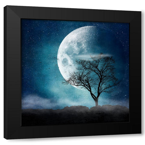 Moon Blues Black Modern Wood Framed Art Print by Wustenhagen, Dirk