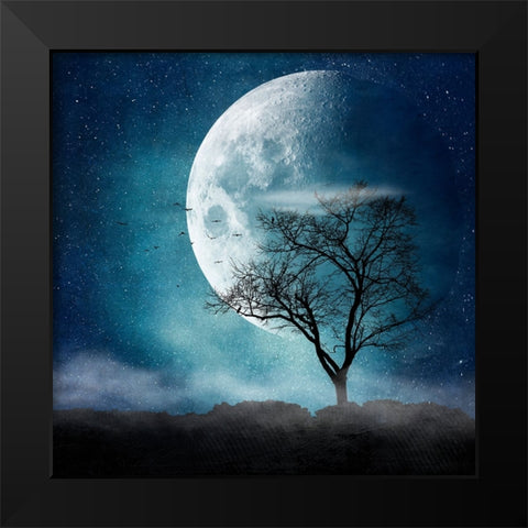 Moon Blues Black Modern Wood Framed Art Print by Wustenhagen, Dirk