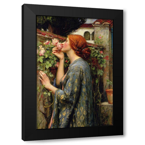 The Soul of the Rose Black Modern Wood Framed Art Print by Waterhouse, John William