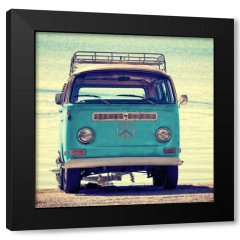 Beach Van Black Modern Wood Framed Art Print with Double Matting by Peck, Gail