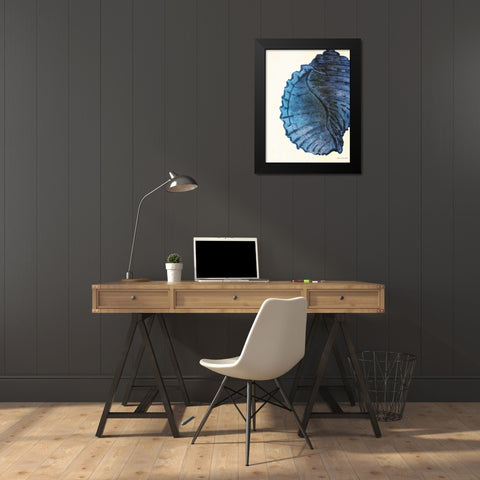 Blue Shell III Black Modern Wood Framed Art Print by Loreth, Lanie