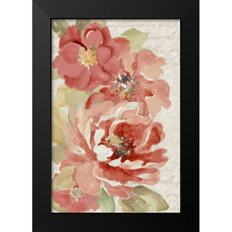 Blossoms On Script Black Modern Wood Framed Art Print by Loreth, Lanie
