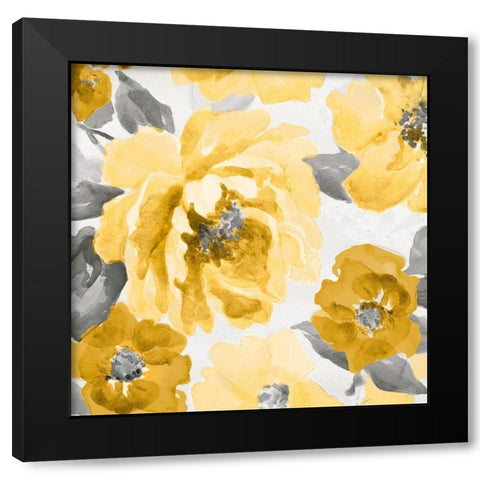 Yellow and Gray Floral Delicate II Black Modern Wood Framed Art Print with Double Matting by Loreth, Lanie