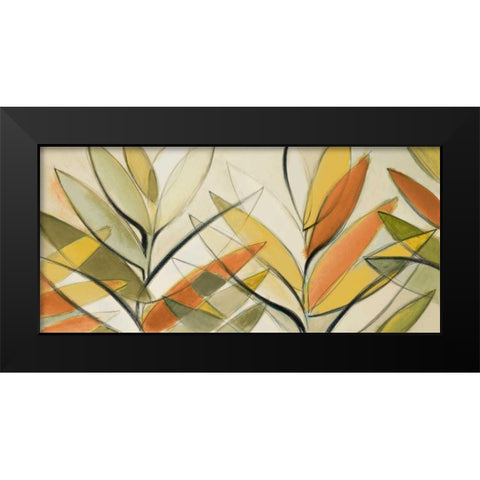 Autumn Palm Abstract Panel Black Modern Wood Framed Art Print by Loreth, Lanie