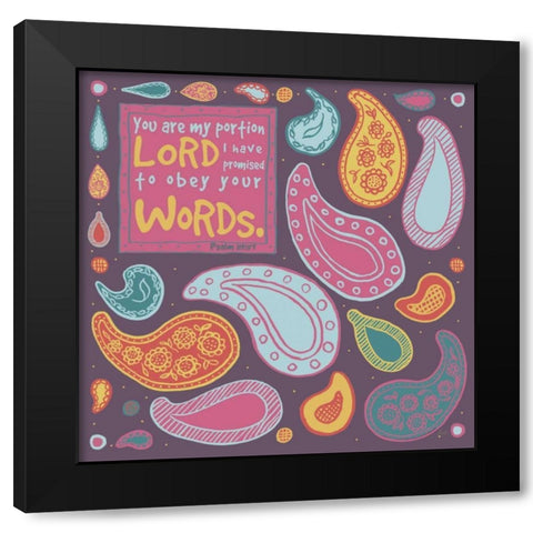 Inspired Paisley II Black Modern Wood Framed Art Print by Metz, Andi